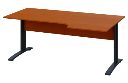 CRK 18 - 186 stůl kancelářský, rohový, pravý, kovová podnož černá, deska 18 mm, široký 1800 mm, třešeň šumavská